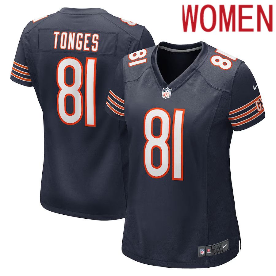 Women Chicago Bears 81 Jake Tonges Nike Navy Game Player NFL Jersey